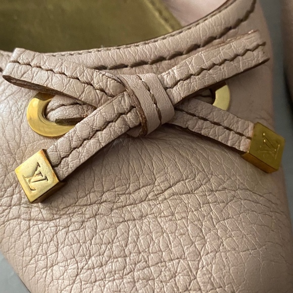 LOUIS VUITTON PINK LEATHER FLATS BALLET SHOES SIZE 38-8 ITALY BALLERINA LV - Picture 3 of 9